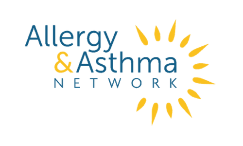 Allergy & Asthma Network logo with a sunburst design.