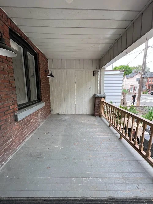 Detailed sanding and prep work for residential deck staining project