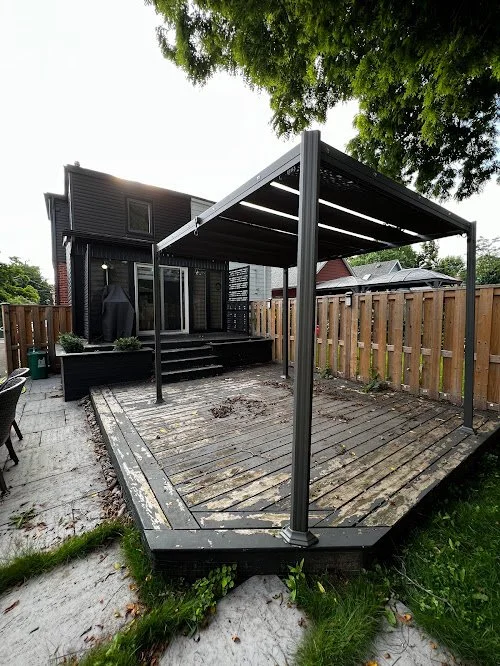 Residential cedar deck maintenance in Toronto featuring cleaning, light sanding, and sealing