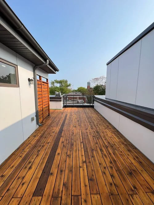 Cedar balcony refinishing in Toronto improving appearance through sanding and sealing