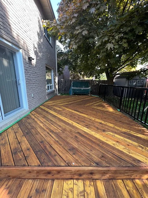 Toronto home deck refinishing showing clean lines and professional finish