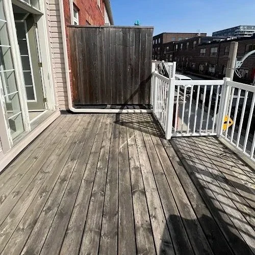 Wood washing and surface preparation on residential deck in the GTA
