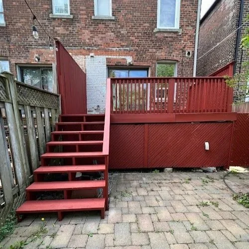 Finished residential deck after complete sanding, washing, and staining service
