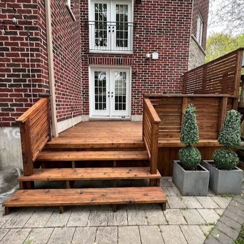 Pressure-washed deck surface ready for refinishing and protective coating