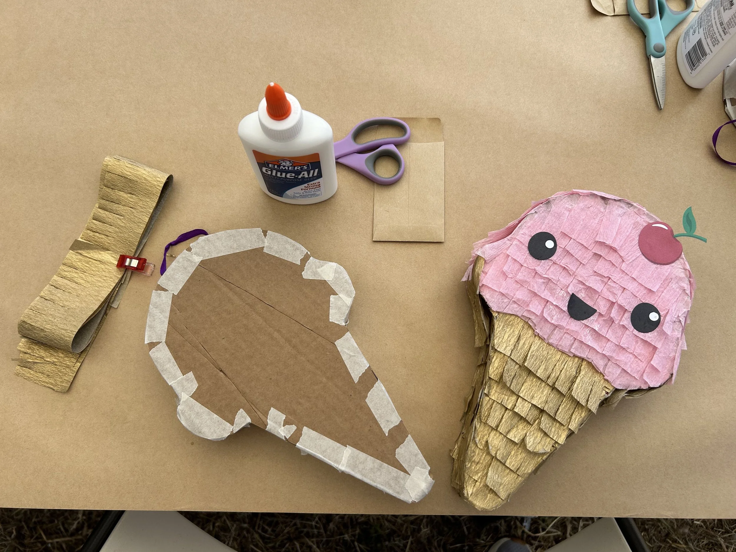 ice cream pinata in progress.jpg