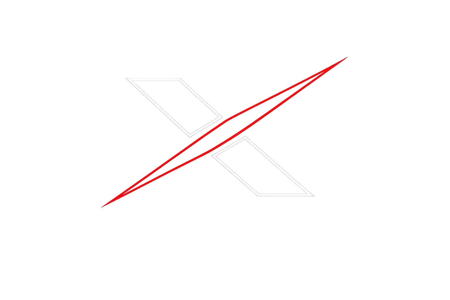 Digital abstract artwork featuring a stylized letter 'A' in white and red, with neon accents on a black background