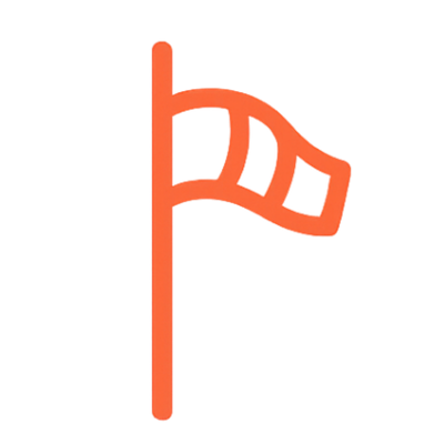 A red flag on a pole with a waving flag.