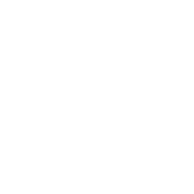 Line drawing of a backpack with shoulder straps and a front pocket.