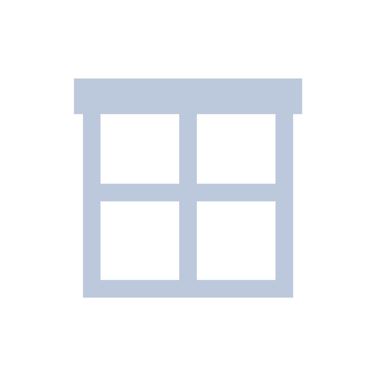 Simple illustration of a light blue window with four panes on a black background.