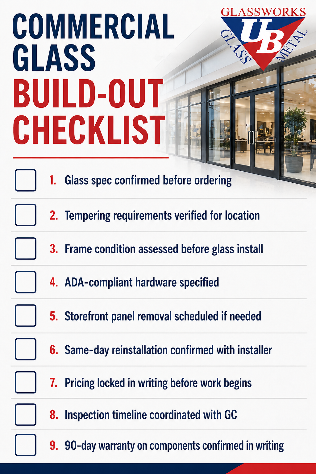 Commercial glass tenant build-out checklist for Houston contractors and property managers