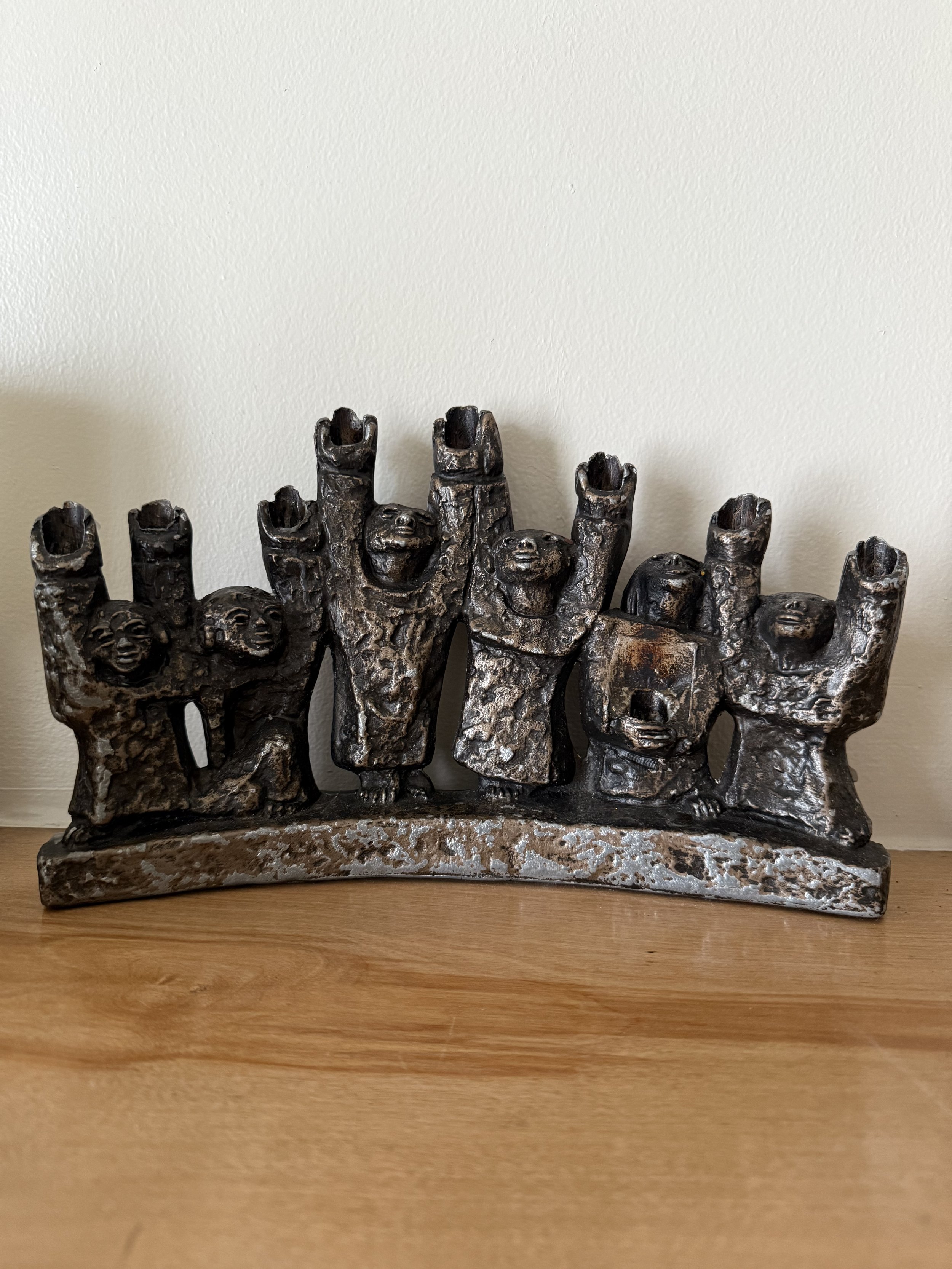 Brutalist Cast Iron Menorah