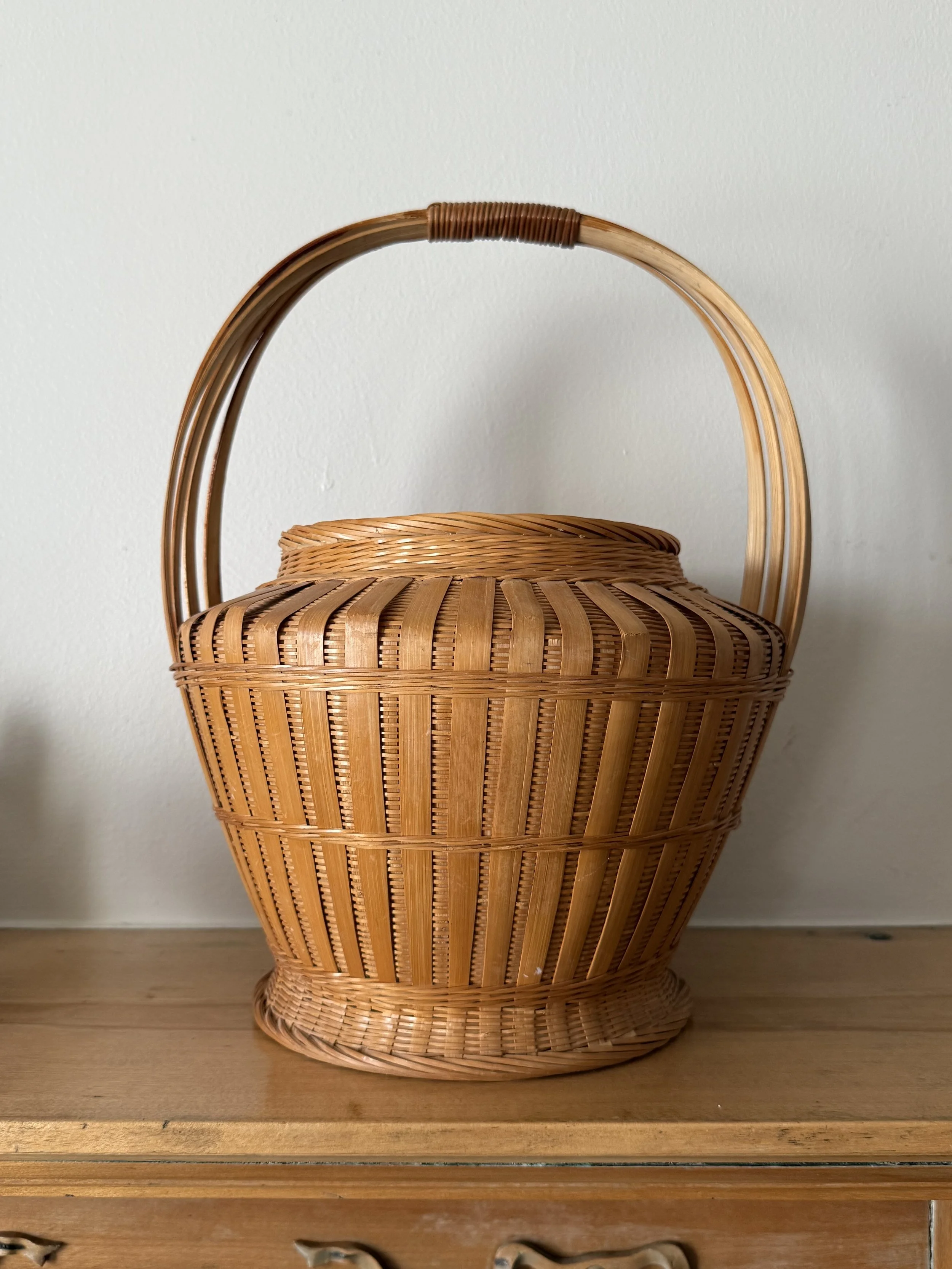 Vintage Bamboo Rattan Wicker Basket