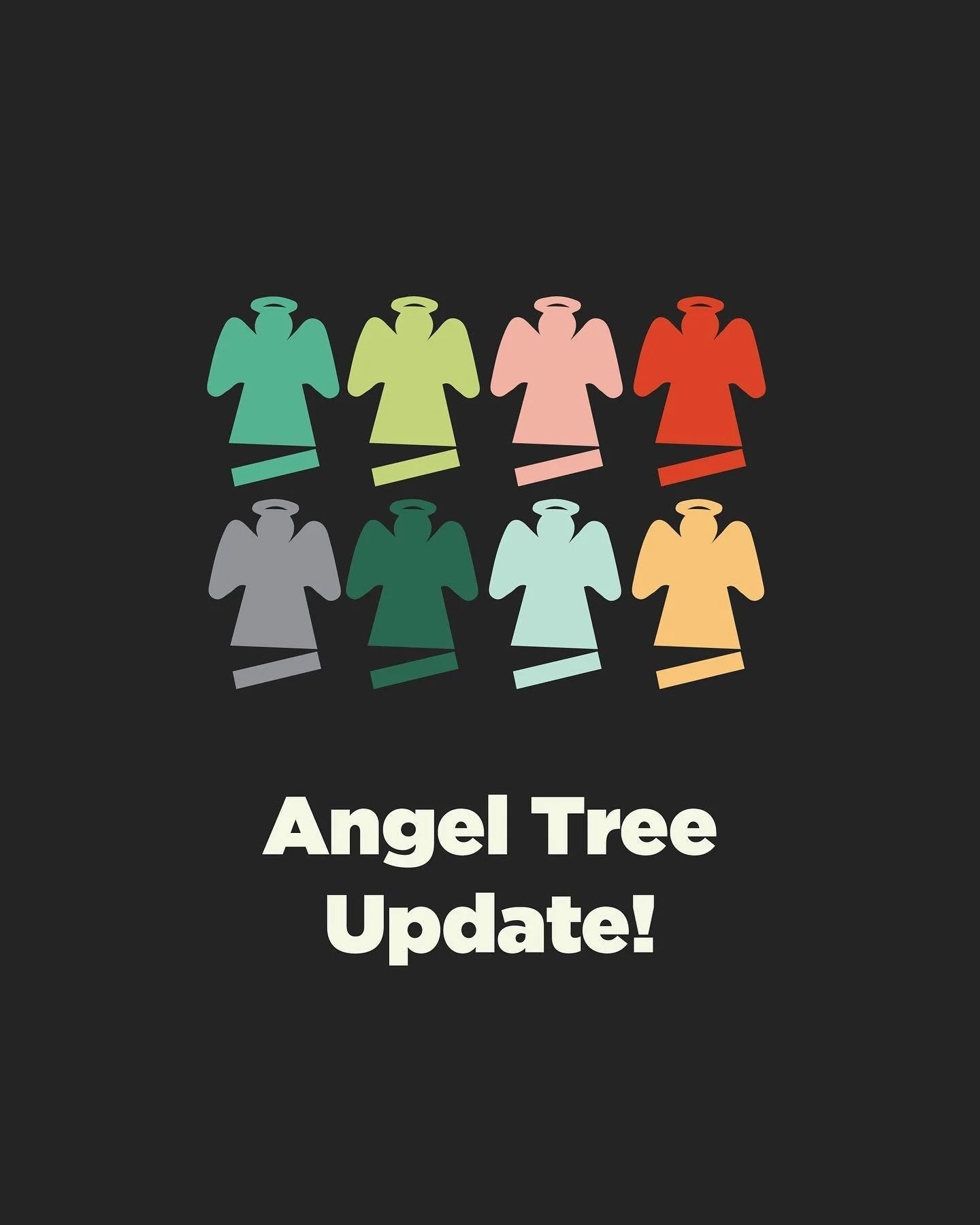 We are thrilled to share that 2,132, or 80% of our Angels this Angel Tree have been sponsored across both campuses. We are so moved by your incredible generosity, church! 🙌

The mission is not complete yet. As we approach the final weekend of sponso