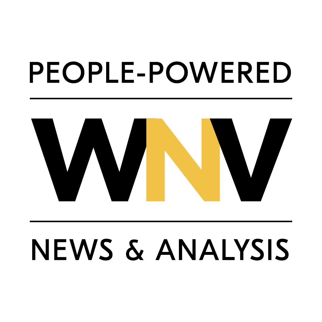 Logo for People-Powered WNV News & Analysis with black and gold text.