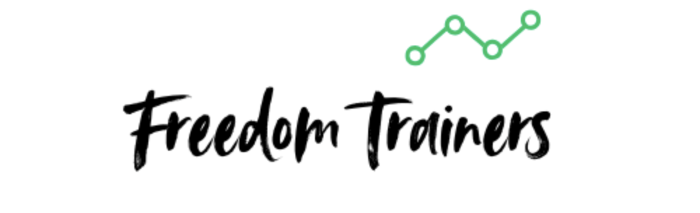 Logo with the text 'Freedom Trainers' and a green line graph above it.
