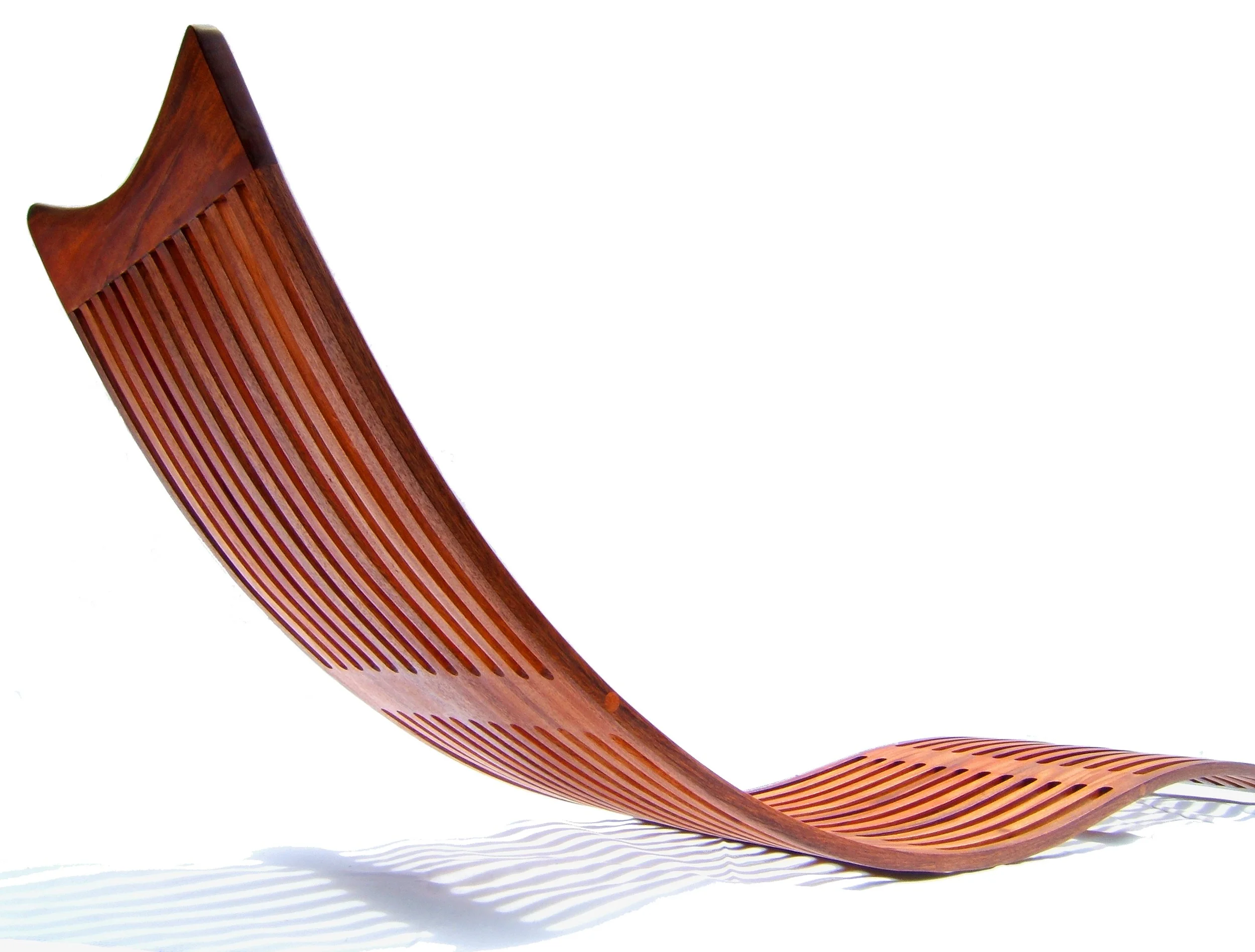 Mahogany slatted wave bench
