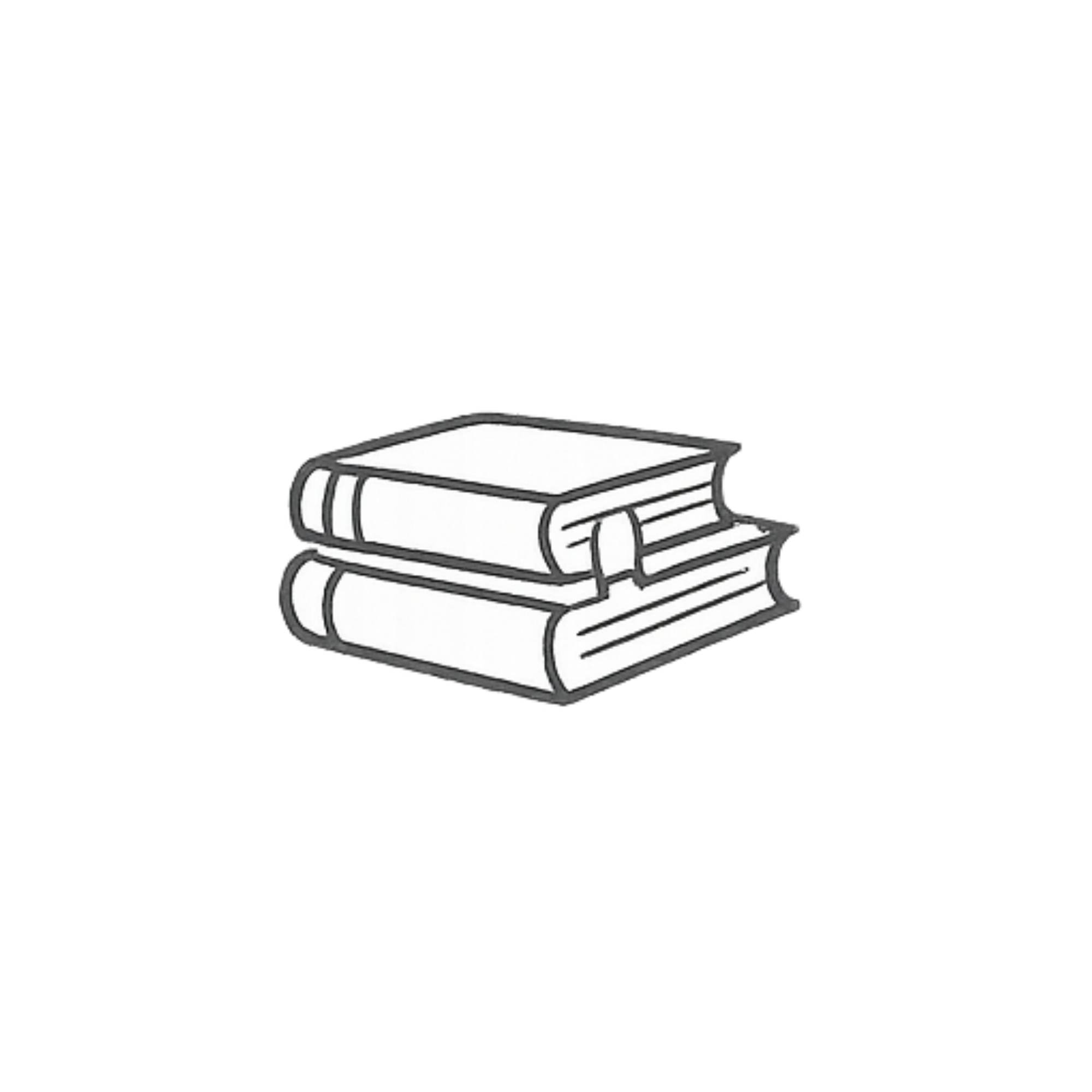 Drawing of three stacked hardcover books 