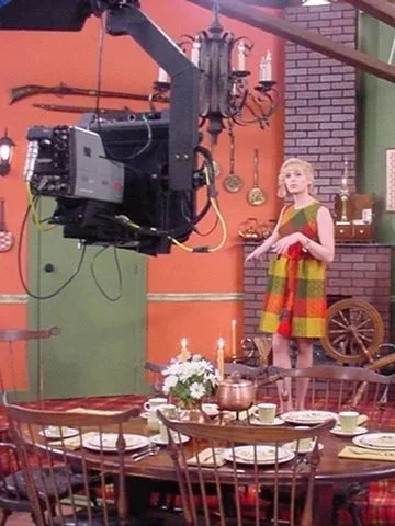 Brini Maxwell on the set of The Brini Maxwell Show Colonial Briniburg episode.