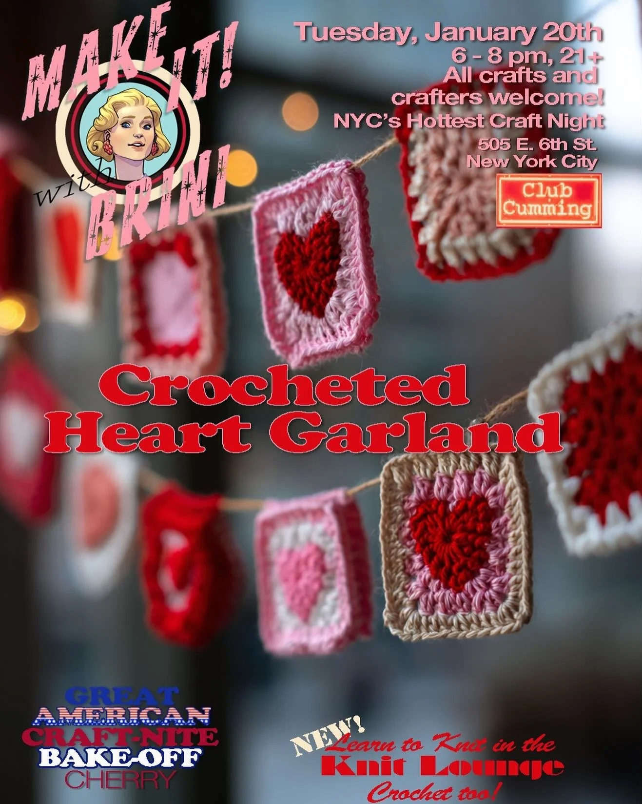 We&rsquo;re making crocheted hearts and granny squares Tuesday for a garland for the club! Come make one with us. If you don&rsquo;t know how to crochet, someone will teach you. We&rsquo;ll have hooks and yarn for you! #crafts #crochet #miwb #tuesday
