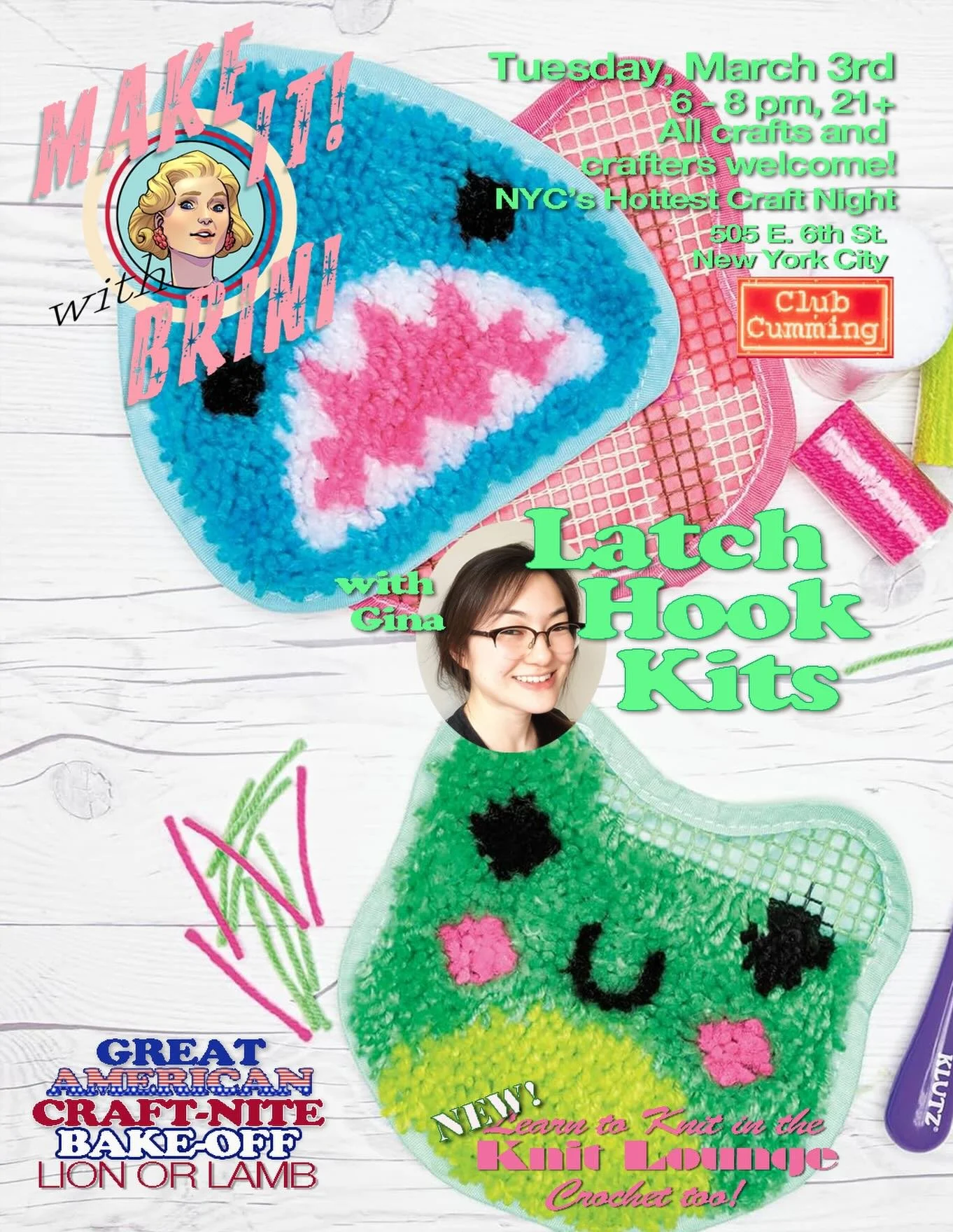 Gina is bringing #latchhook kits for us! Come help us hook into spring&hellip; #crafts #miwb #tuesdayswithbrini #makeitwithbrini @clubcumming @ginakimakes @alancummingreally