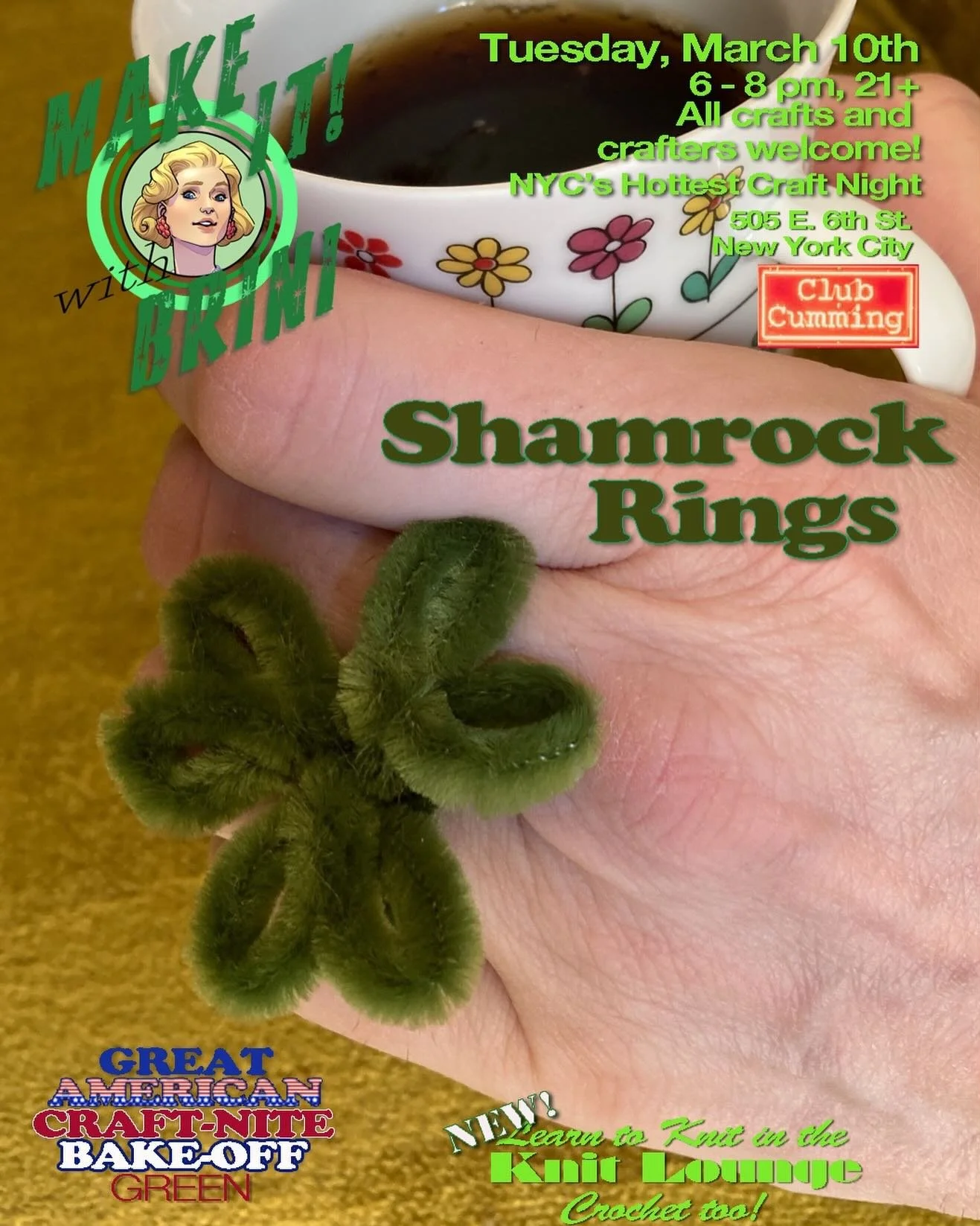 This week we&rsquo;re making shamrock rings out of chenille stems! Come ring in St. Patrick&rsquo;s Day with us&hellip; #crafts #miwb #tuesdayswithbrini #makeitwithbrini @clubcumming @alancummingreally