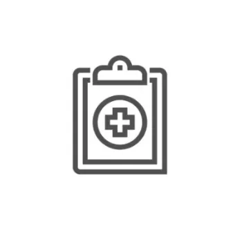 Icon of a clipboard with a medical cross in the center.
