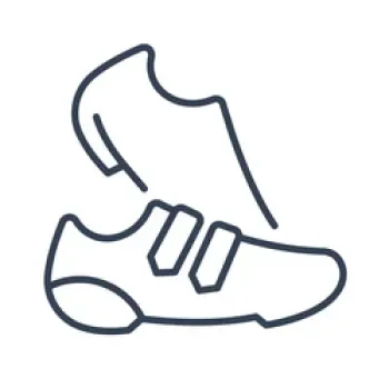 Outline drawing of a sneaker shoe.
