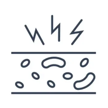 Abstract line drawing of a person's face with dots representing pores and facial features.