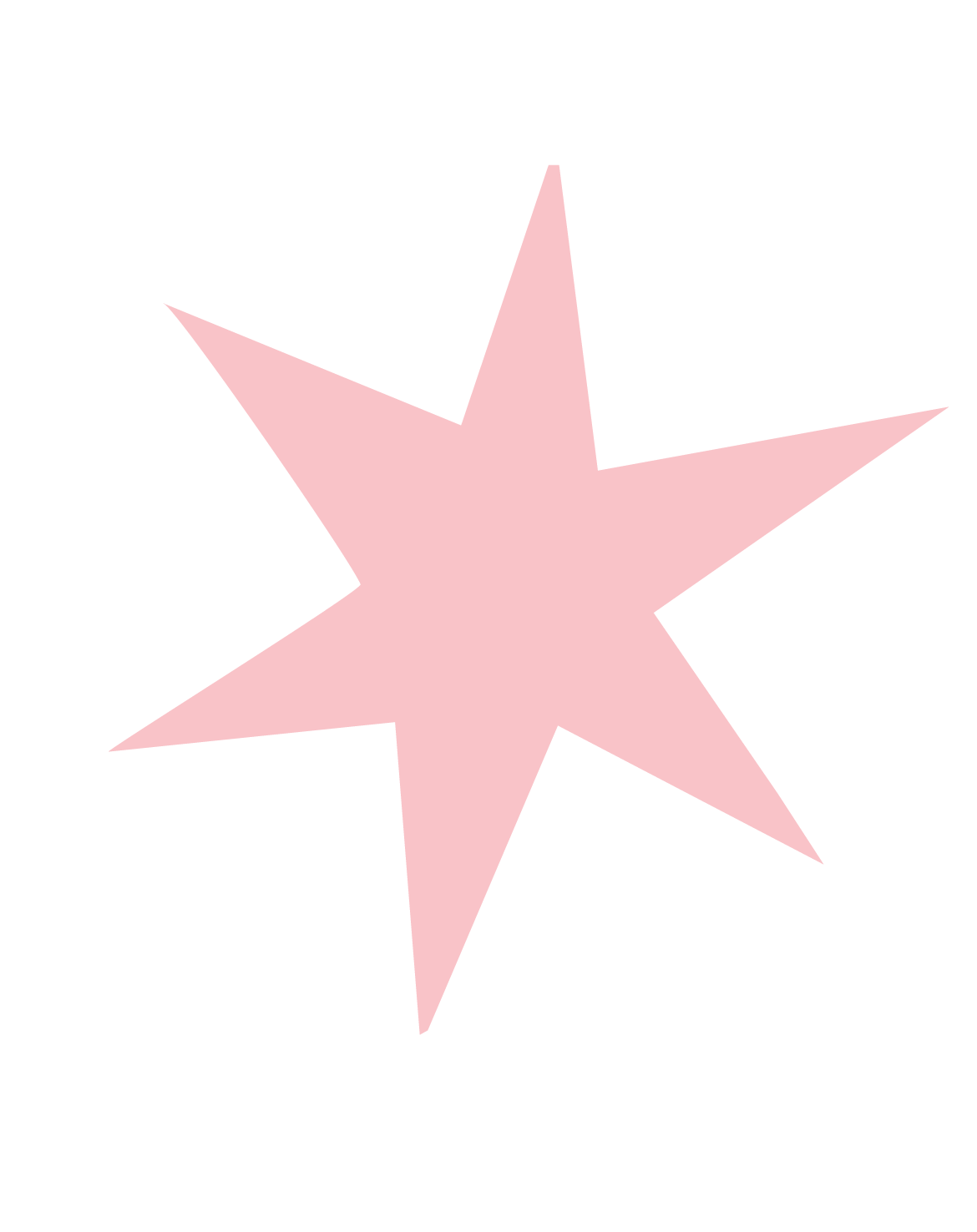 Pink star-shaped graphic with seven points on a black background.