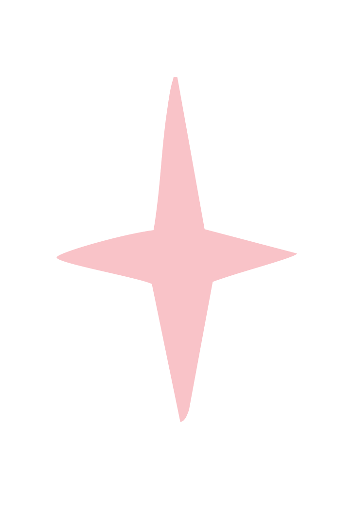 A pink star shape with four points, set against a black background.