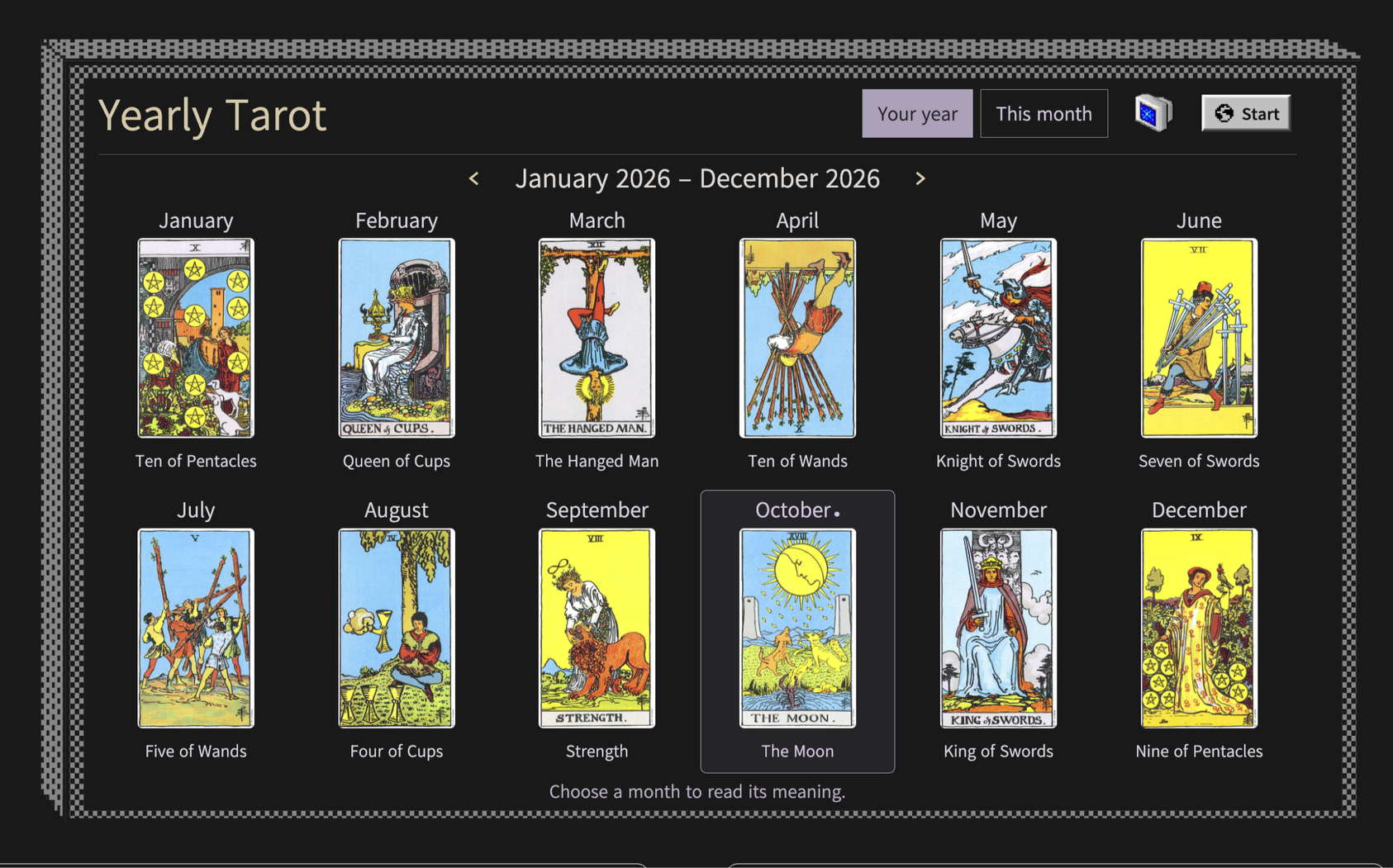 Yearly Tarot [widget]