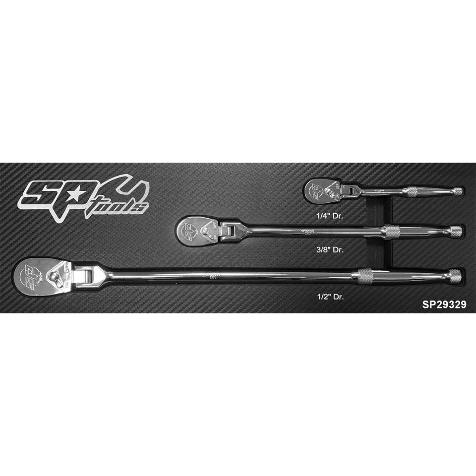 SP TOOLS FLEXIBLE RATCHET SET 1/4,3/8,1/2" 90T SEALED HEAD