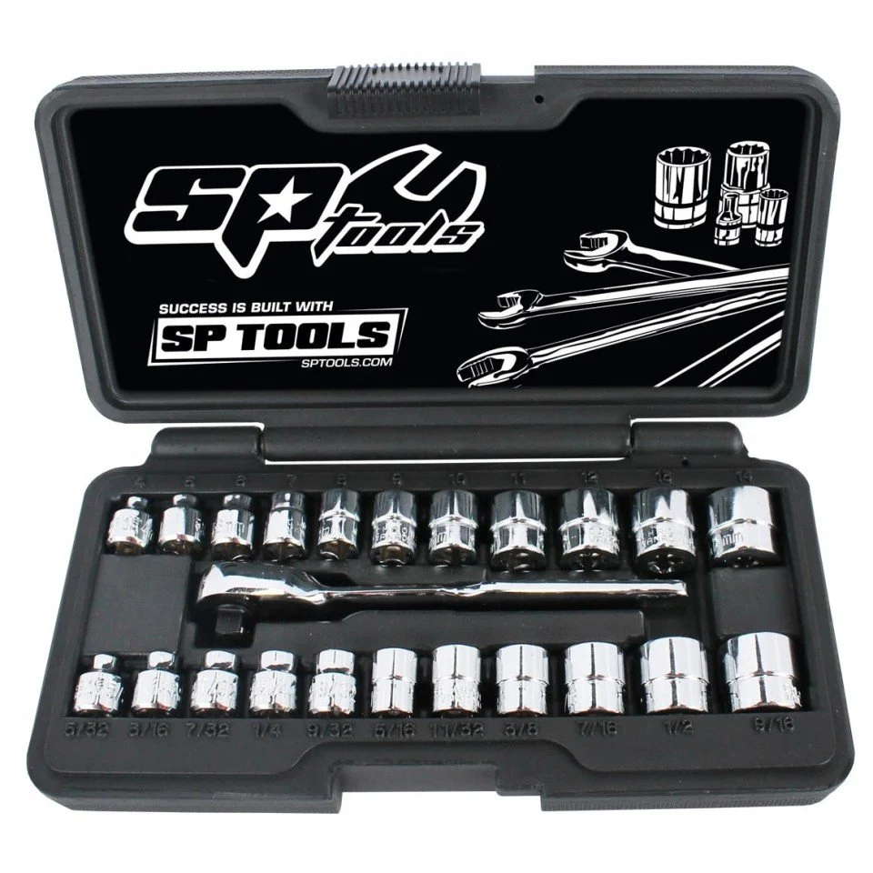 SP TOOLS METRIC / SAE SOCKET  SET 1/4" LOW PROFILE