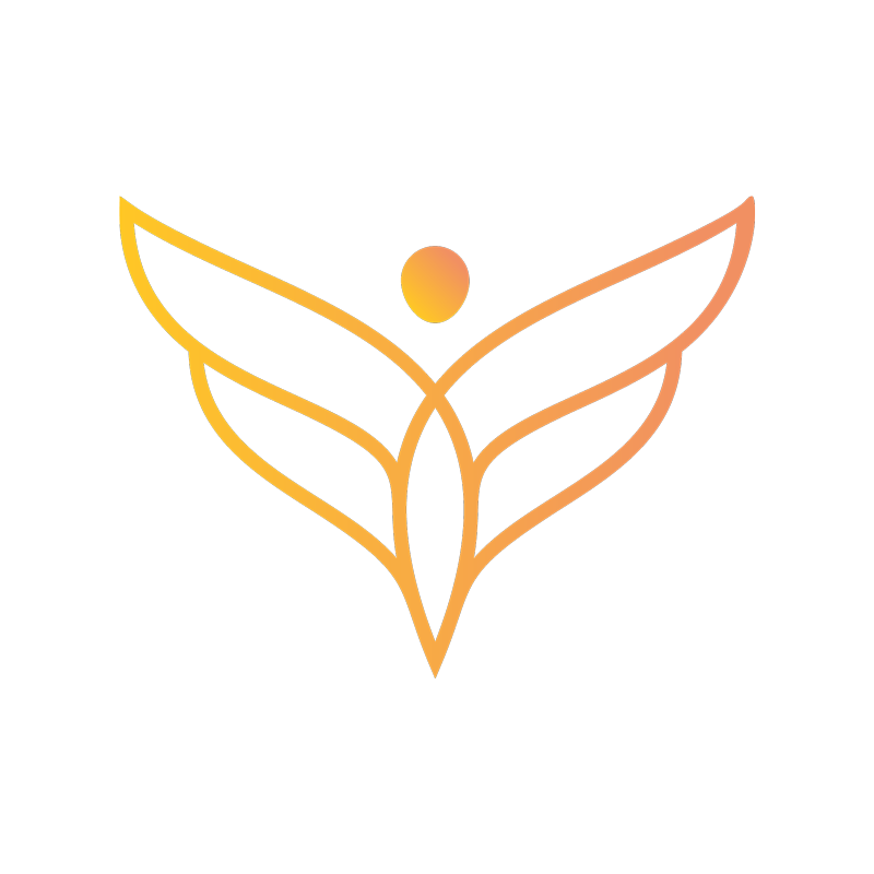 Lumilead logo - Stylized butterfly logo with gradient orange and yellow lines on a black background.