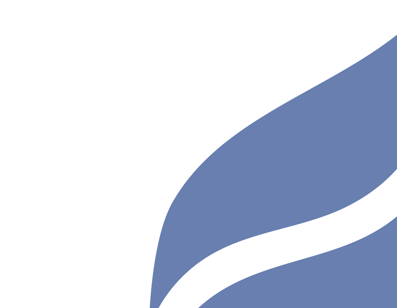 Stylized abstract graphic with black and blue color segments forming curved shapes.