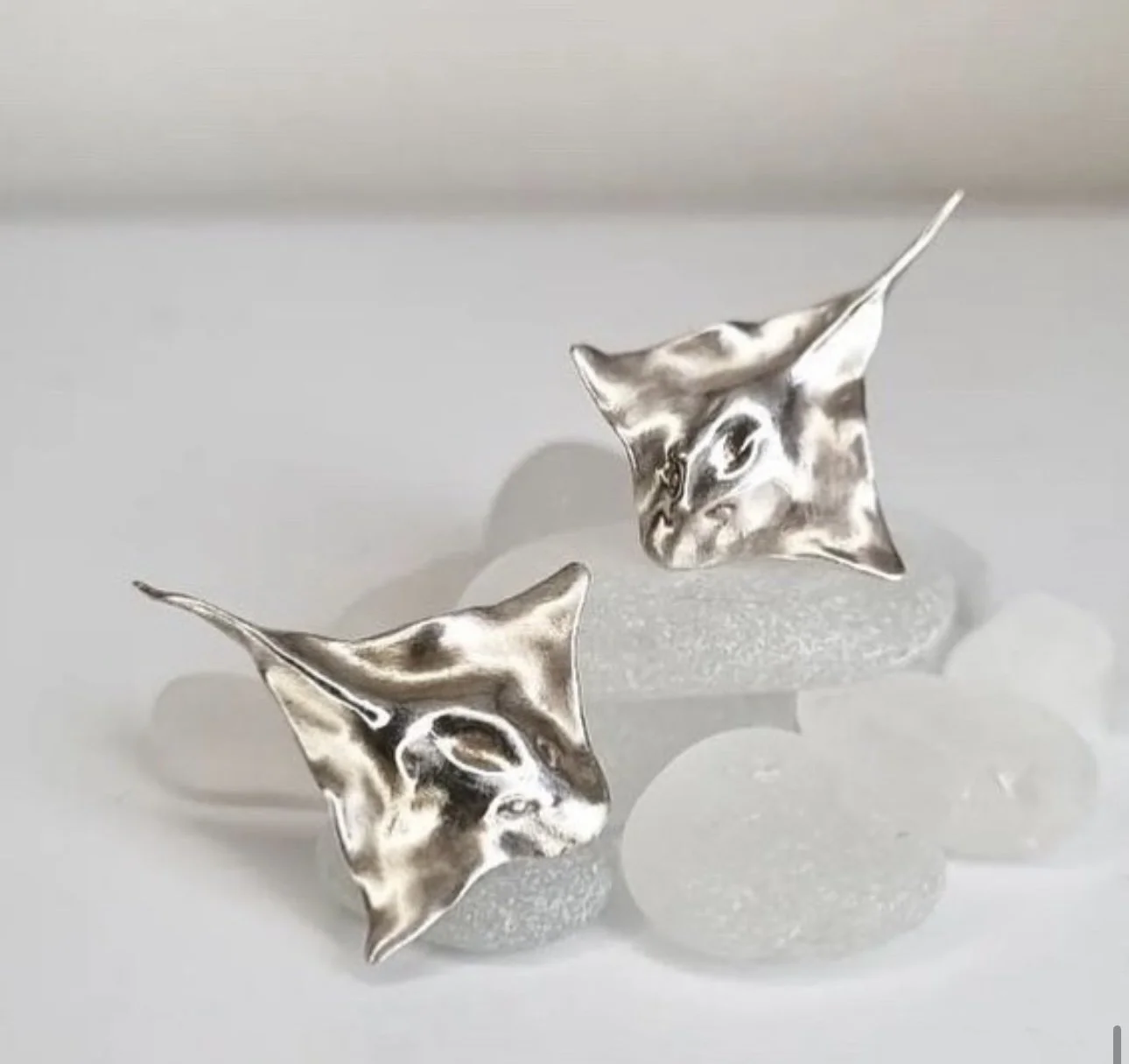 sterling sliver handmade stingray earrings
