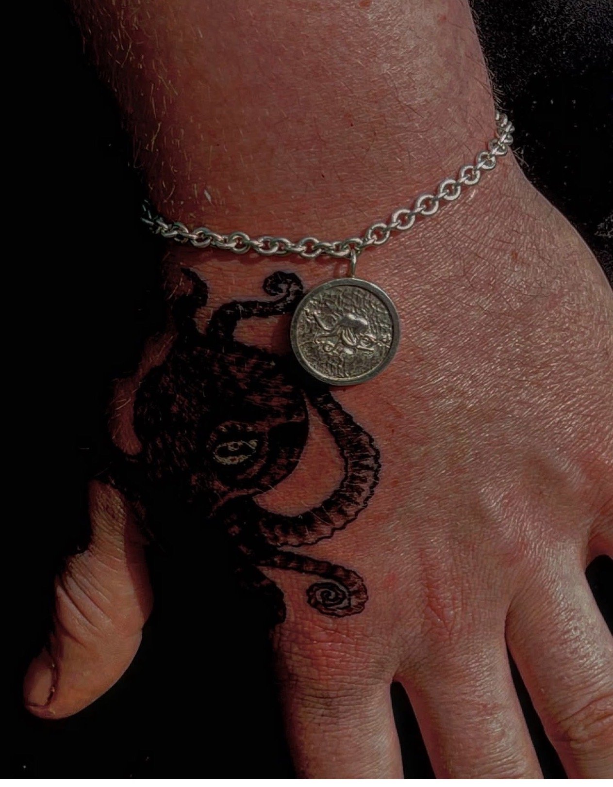 Sterling silver chain octopus bracelet