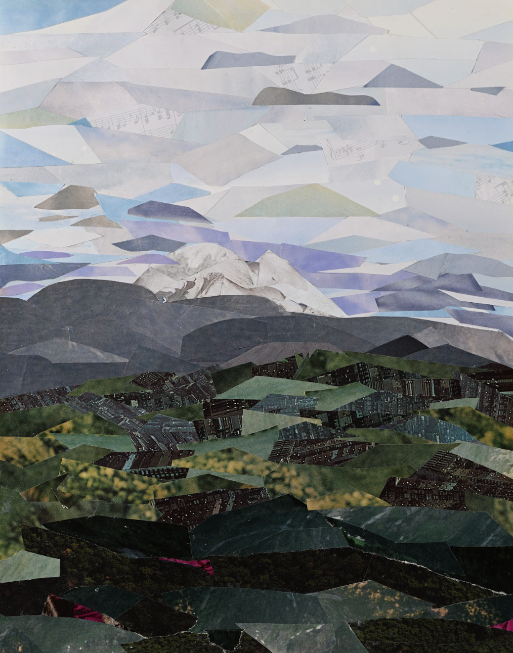 In the Distance, found paper on paper, 2024, 14x11