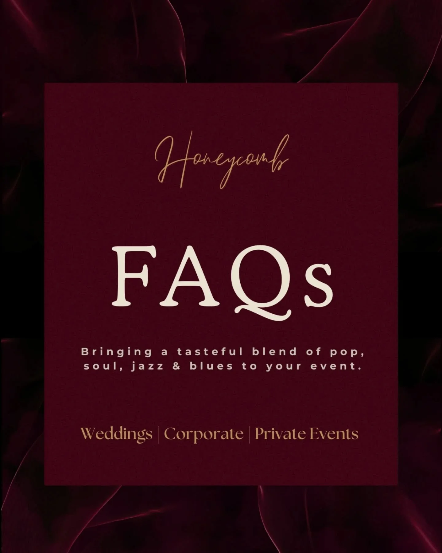 Got questions? We&rsquo;ve got answers ✨

Whether you&rsquo;re planning your dream wedding, a corporate event, or a private party, we provide professional live music to suit your style and create the perfect atmosphere. 🎶✨️

Our FAQs are a great pla