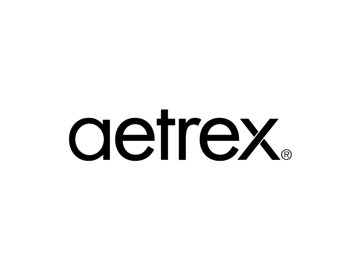 Black text reading 'aetrex' with a registered trademark symbol on a white background.