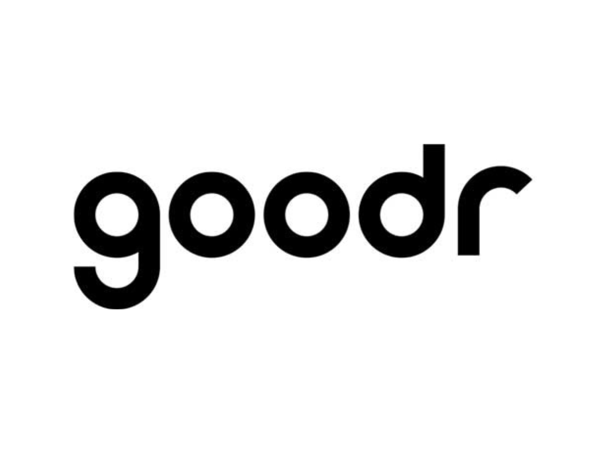 The word 'goodr' in black lowercase text on a white background