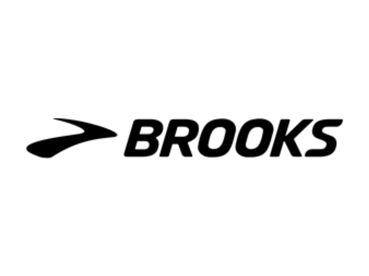 Brooks logo with a stylized swoosh and bold black text.