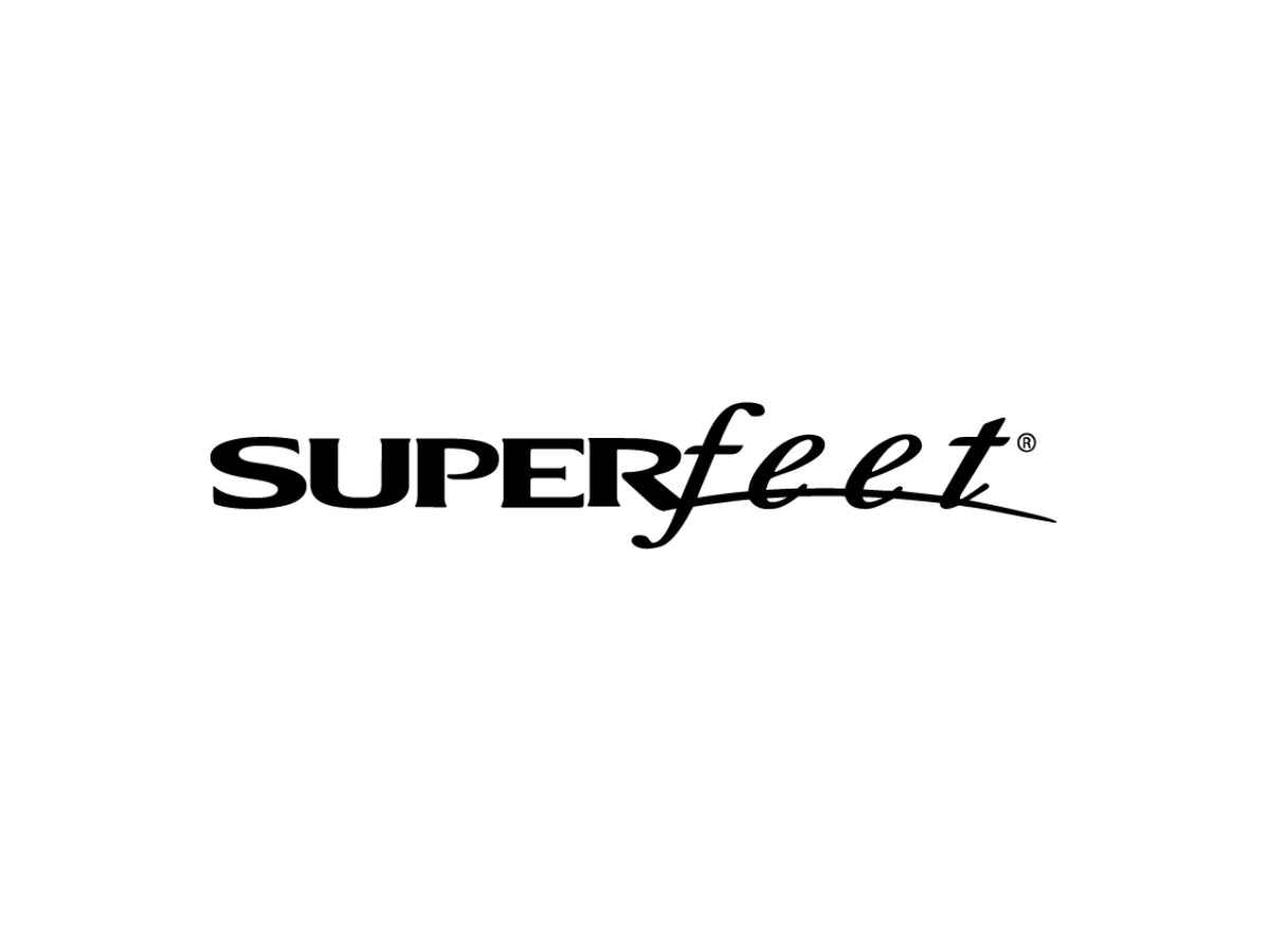 The word 'SUPERfeet' written in black, stylized lowercase and uppercase letters.