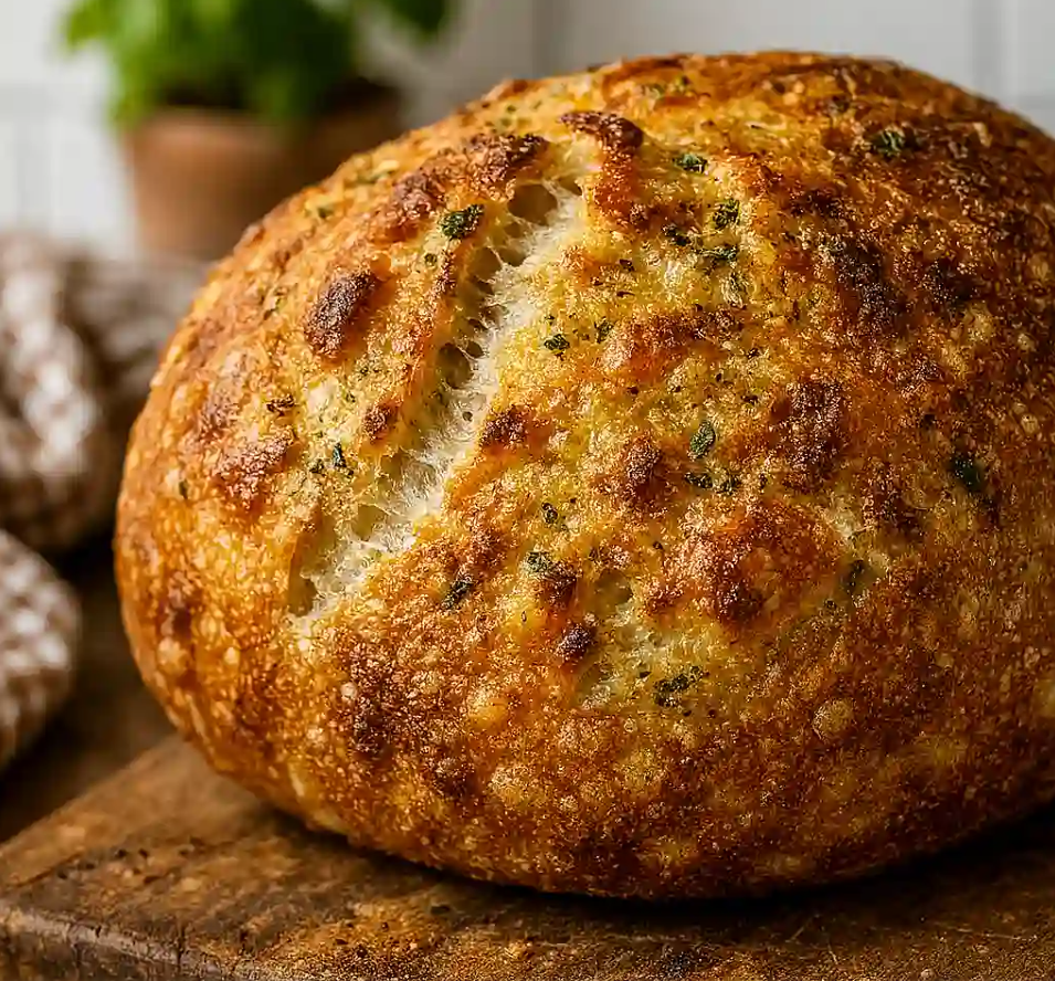 Roasted Garlic Parmesan and Herb Sourdough Bread