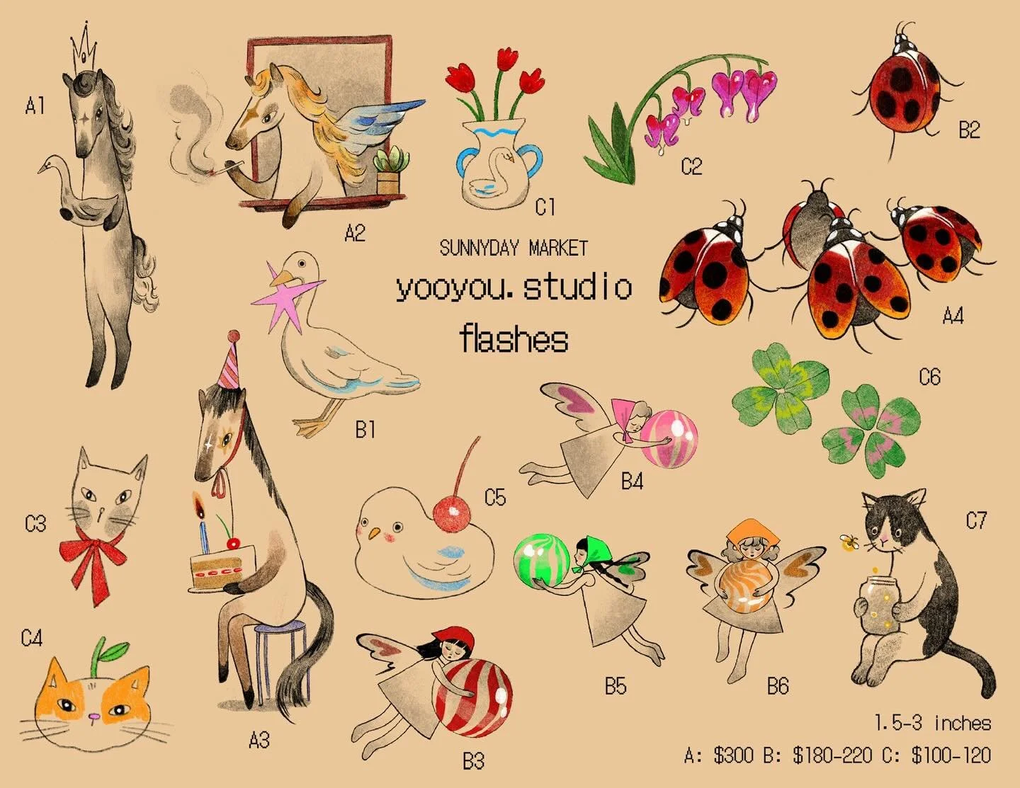 Exciting announcement: I will be tattooing my flash designs at the Sunnyday Art Market!! On May 9-10 All designs will be specially discounted, and I will also be selling some merch! (art prints, t-shirts, etc.)
🗓️ May 9-10 2026
📍 199 Plymouth St Br