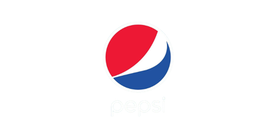 Pepsi logo with the word 'pepsi' underneath, on a black background. Pepsi prekės ženklas, marketingo paslaugos