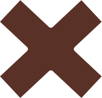 A large brown X symbol on a black background.