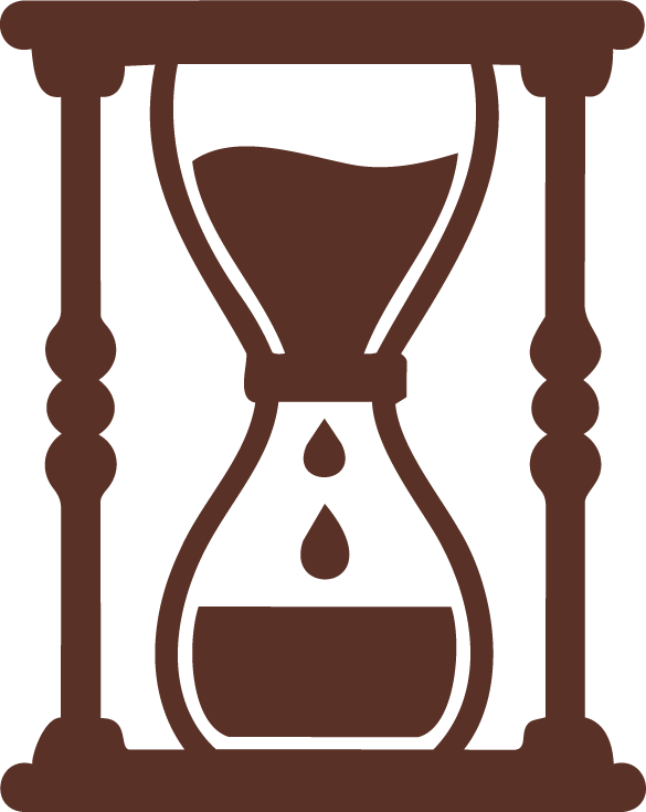Illustration of an hourglass with sand flowing from the top chamber to the bottom chamber.
