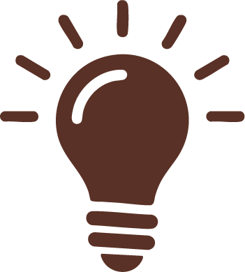 Icon of a brown light bulb with rays indicating illumination.