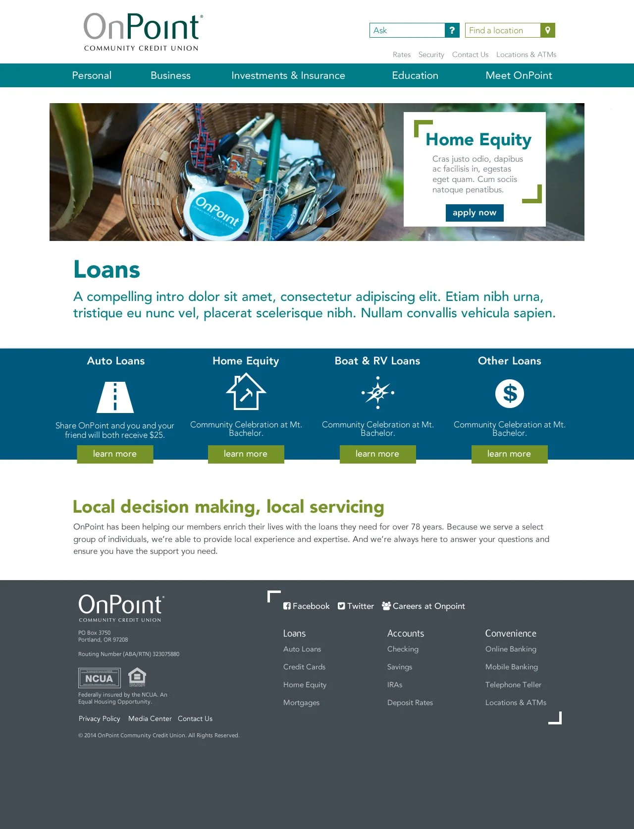 OnPoint Community Credit Union  Product Page Design 2015